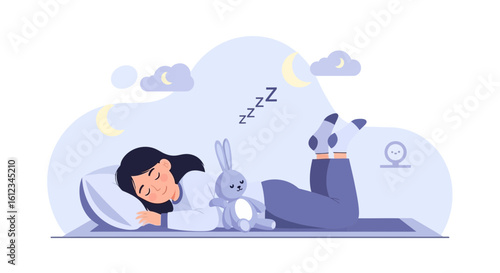 Deep Sleep With Soft Toy For Comfortable Rest And Peaceful Night Dreams