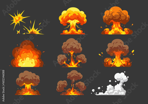 Dynamic explosion effects and blasts capture intense action and impact, perfect for gaming, film, and visual storytelling, creating thrilling visual experiences.
