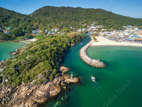 Aerial View of Barra da Lagoa Beach in Florianópolis, Santa Catarina Brazil