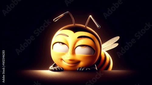 Animation of a 3D cute adorable bee cartoon