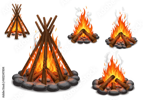 Gather around the comforting glow of vibrant campfires, perfect for outdoor adventures, cozy nights, and creating lasting memories under the open sky.