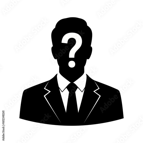 Vector illustration of vector art of an unknown person with a question mark on their face isolated on white background