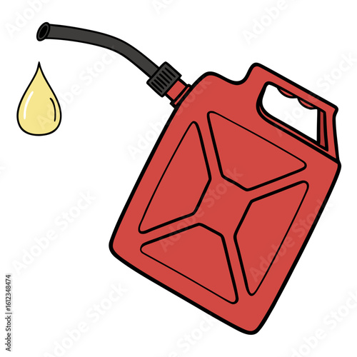 Red gasoline can with fuel drop vector illustration for fuel storage and transportation needs and emergency use