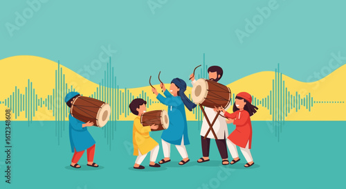 Celebration Of Cultural Music Event By People With Traditional Instruments