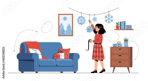 Charming Room Adorned With Festive Decorations Preparing For Upcoming Holiday