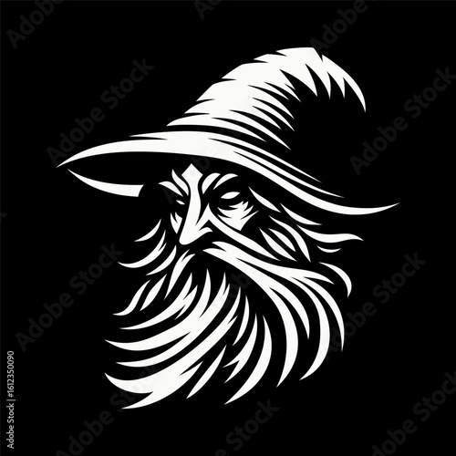 Black and White Wizard Logo
