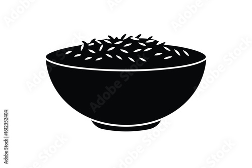 rice bowl vector icon silhouette illustrations