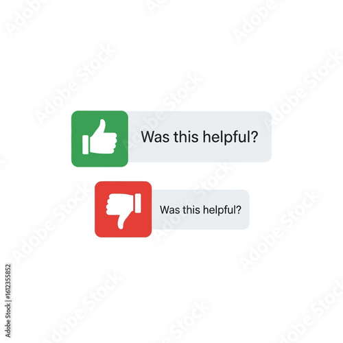 Illustrative depiction of positive and negative feedback options with thumbs up and down icons.