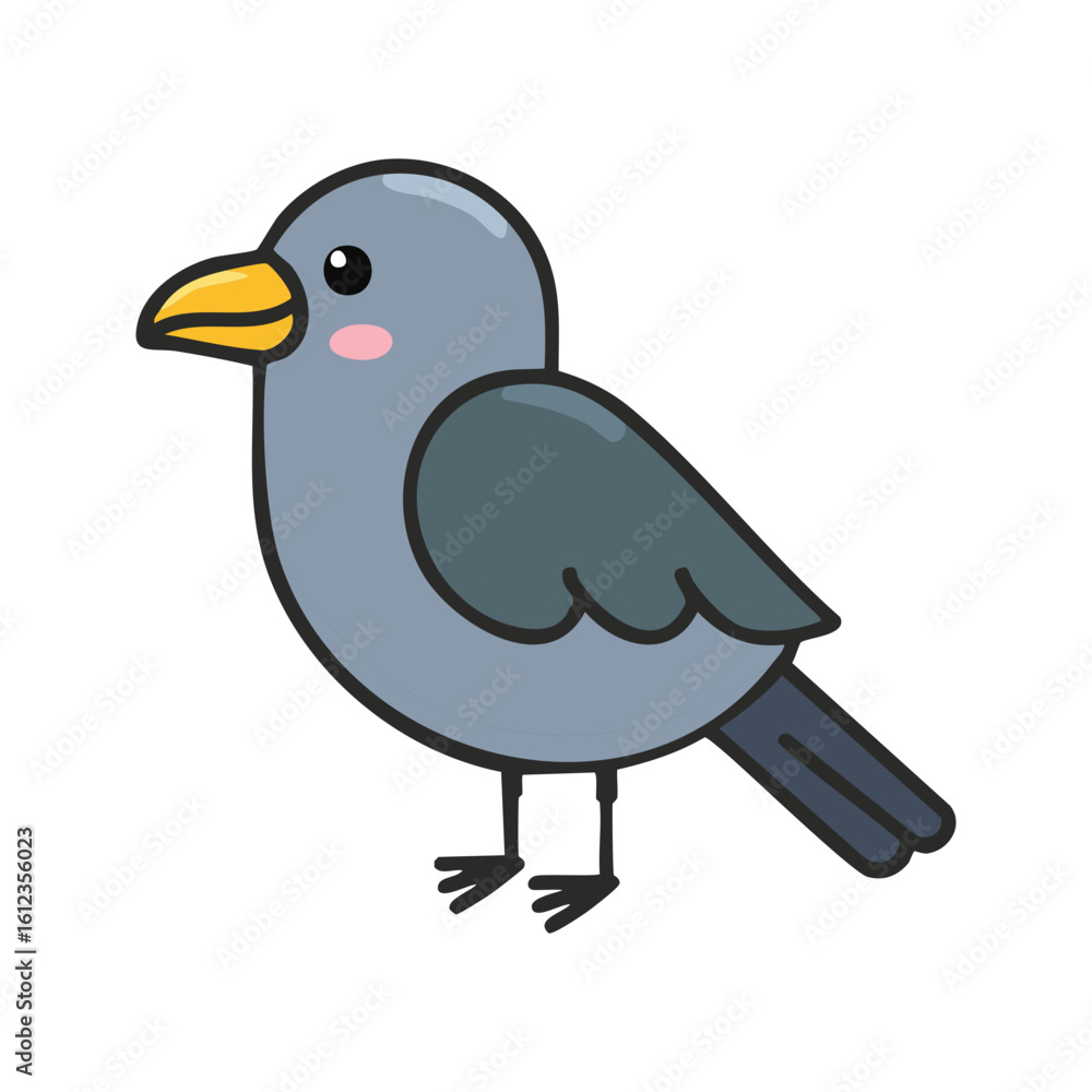 Obraz premium A Cute cartoon bird with a yellow beak and light-colored plumage
