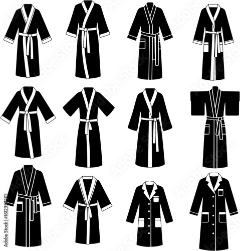 Set of Black Robes and Bathrobe Icons