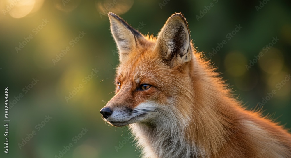 Fototapeta premium Fox profile, golden light