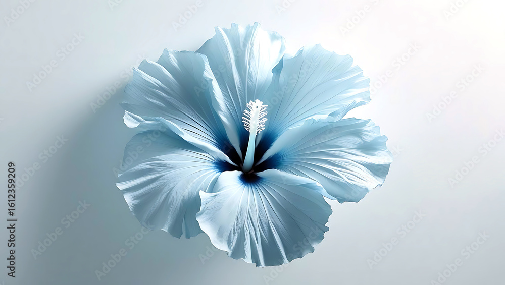 Obraz premium Delicate Light Blue Hibiscus Flower Closeup Minimalist Style