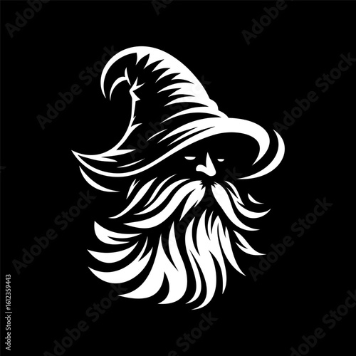 Cloaked Wizard Logo in Monochrome