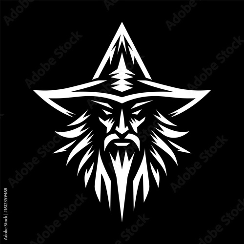 Flat Black Wizard Logo Vector