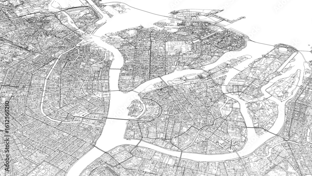 Obraz premium 3D illustration of city and urban in Saint Petersburg Russia