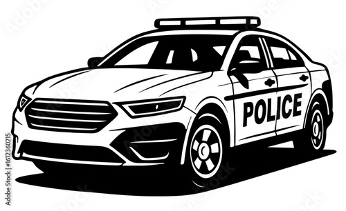 Detailed vector illustration of a police car with light Generative AI