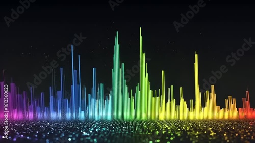 Abstract Rainbow Cityscape: Digital Art Visualization