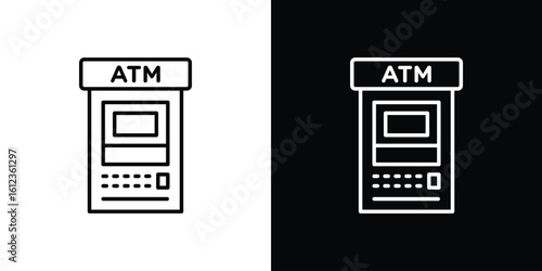 ATM machine icon. linear style sign for mobile concept and web design.