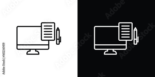 Blended learning icon. linear style sign for mobile concept and web design.