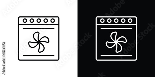 Convection turbofan stove icon. linear style sign for mobile concept and web design.