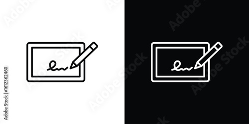 Electronic signature icon. linear style sign for mobile concept and web design.