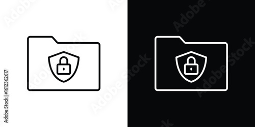 Folder security icon. linear style sign for mobile concept and web design.