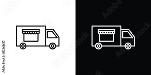 Food truck icon. linear style sign for mobile concept and web design.