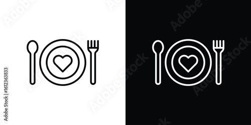 Love Plate icon. linear style sign for mobile concept and web design.