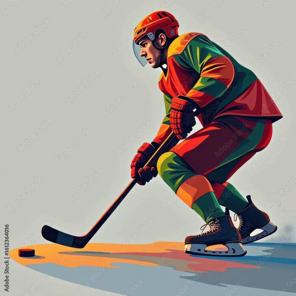 Fototapeta premium Vibrant Energy on Ice: The Hockey Player
