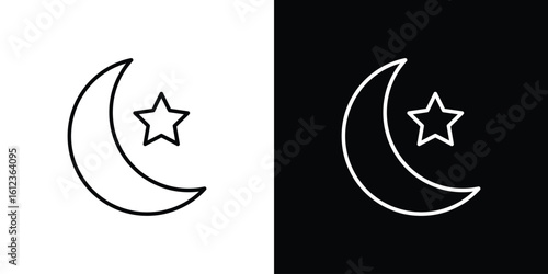 Moon and star icon. linear style sign for mobile concept and web design.