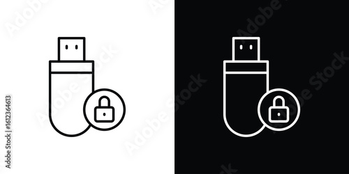 Pendrive security icon. linear style sign for mobile concept and web design.