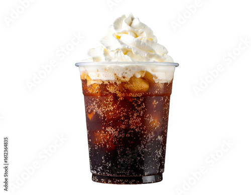 Dirty soda with soda bubbles and cream topping PNG 