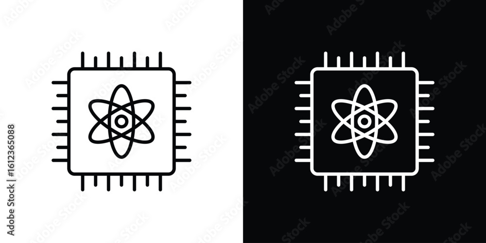 Obraz premium Quantum computing icon. linear style sign for mobile concept and web design.