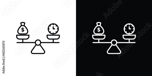 Time and money compare scale icon. linear style sign for mobile concept and web design.