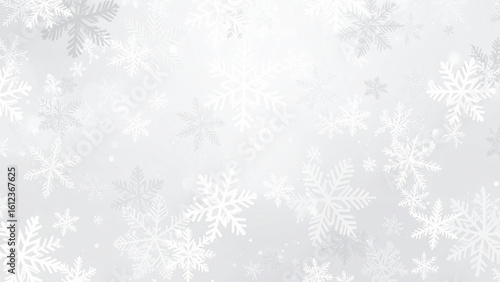 layers of white snowflakes on a gray background