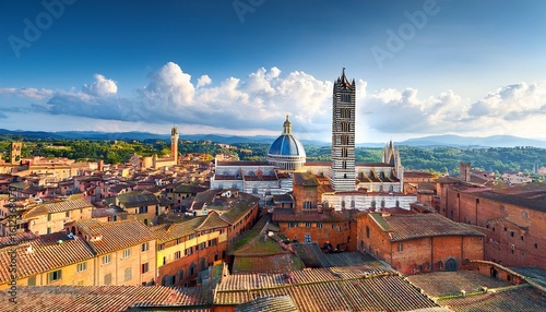 sienna italy aerial view siena city landscape with historic churches