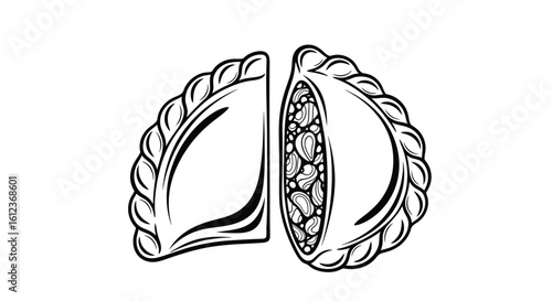 Empanada Black and White Logo Illustration