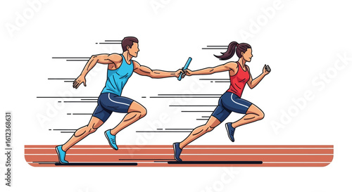 Relay Race Baton Handover Illustration