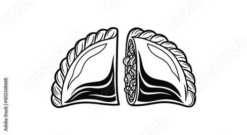 Empanada Black and White Logo Illustration