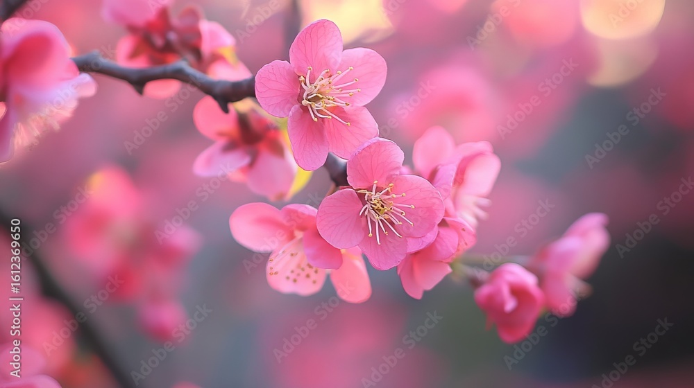 Obraz premium Delicate pink blossoms on branches