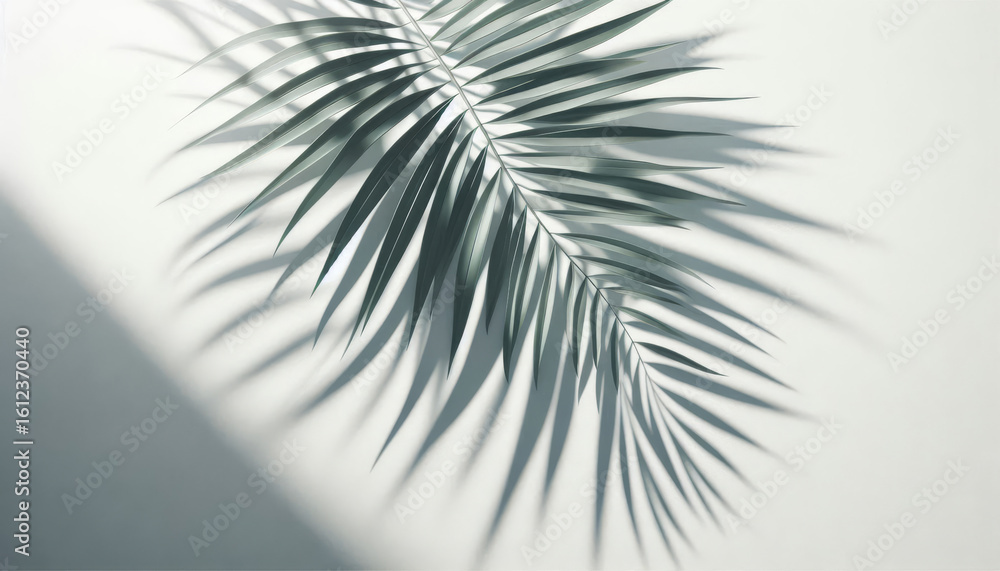 Obraz premium Soft Palm Leaf Shadow Overlay Background, Minimal Tropical Light Effect
