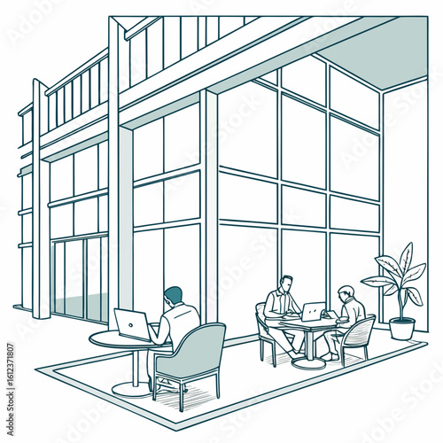 Business meeting room with chairs and table in a modern office interior