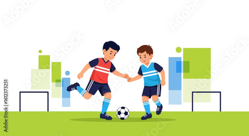 Kids Play Football Together Inspiring A Sense Of Teamwork And Friendly Competition