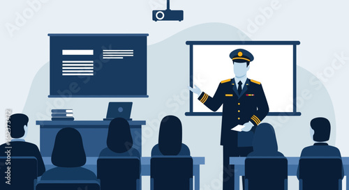 Maritime Academy Instructor Leads Presentation For Cadets In A Classroom Setting