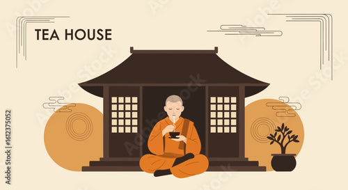 Peaceful Tea Ceremony Scene At Traditional Japanese Tea House