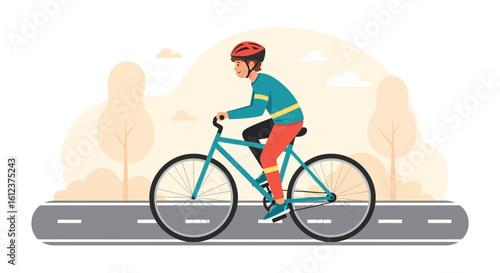 Person Riding Bicycle Outdoors On Summer Day, Maintaining Healthy Lifestyle