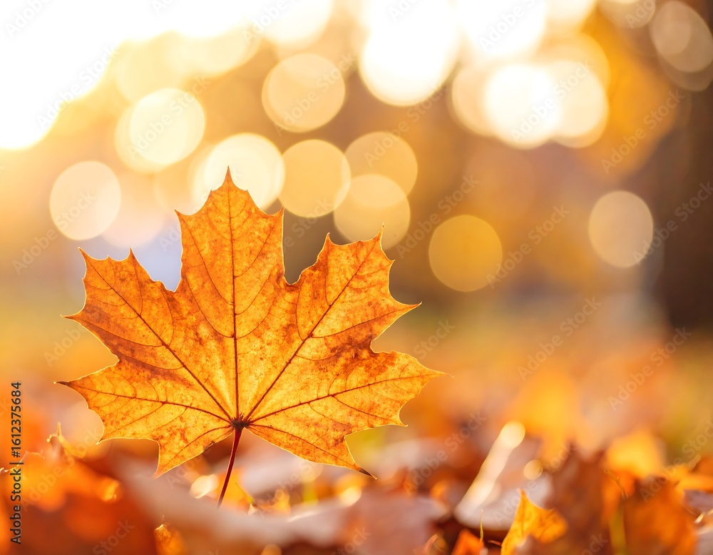 Fototapeta premium Autumn leaf on fallen leaves