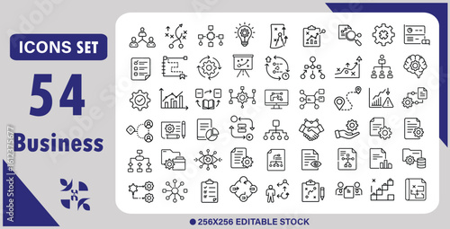 Business Architecture Line Editable Icons set. Vector illustration in modern thin line style of business related icons: strategy, methodology, regulation, and more. Pictograms and infographics.
