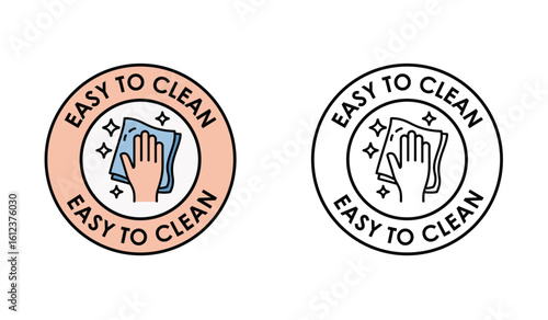 Easy to Clean Icon Set Vector Illustration Hand with Cloth Cleaning Surface