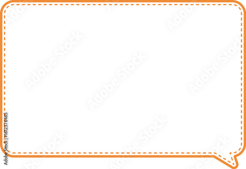 This image shows an empty speech bubble with rounded corners. The bubble has a light yellow or orange color, dashed outline and a slightly darker yellow or orange color solid border around it.